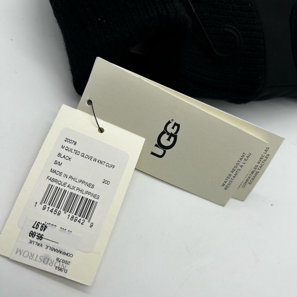 UGG All Weather Quilted Gloves With Knit Cuff Black Sz S/M NWT $95 - Picture 4 of 9